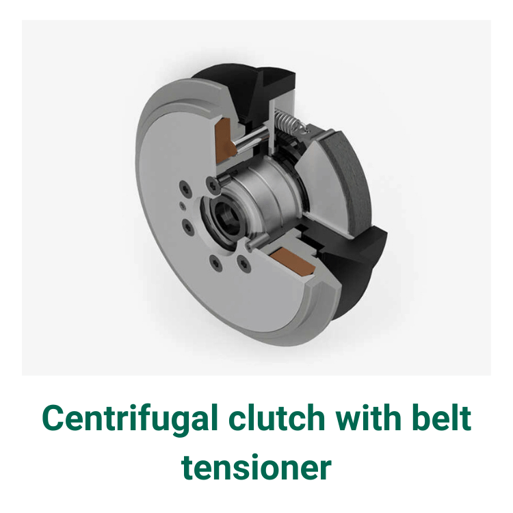 Centrifugal clutch with belt tensioner