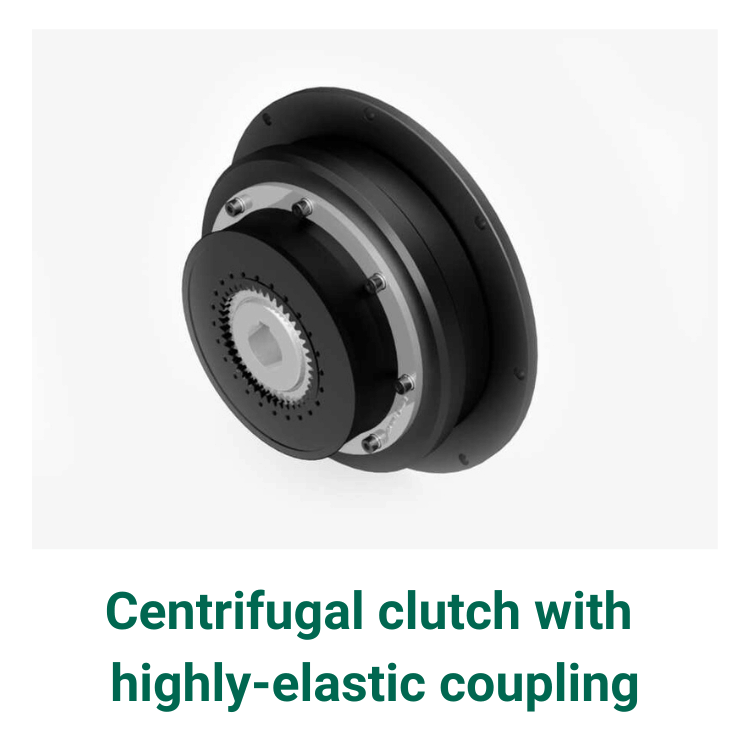 Centrifugal clutch with highly-elastic coupling